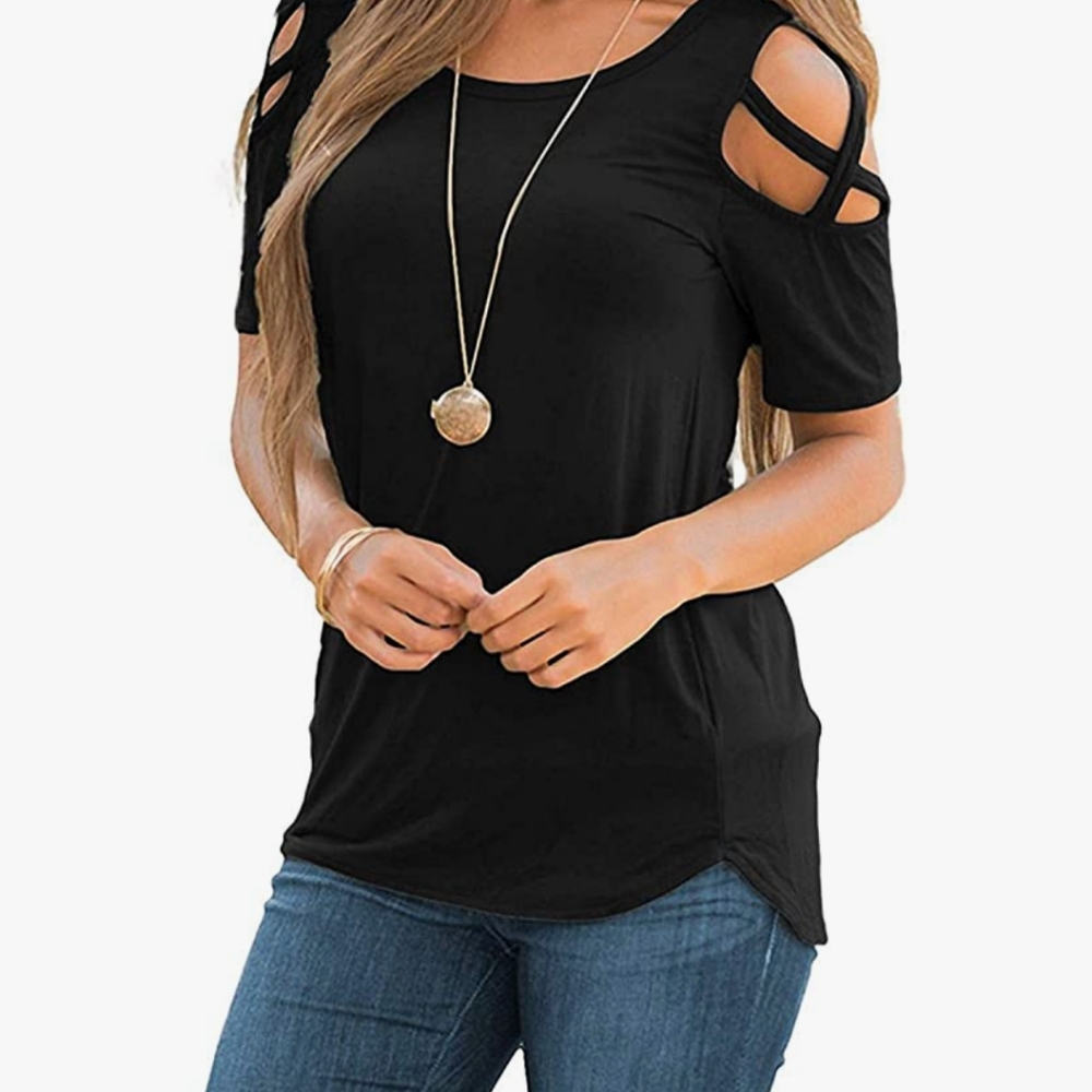 strappy cold shoulder top